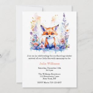 BABY SHOWER FÖR BABY LITTLE FLUFFY FOX-BLOMMIGTEN INBJUDNINGAR