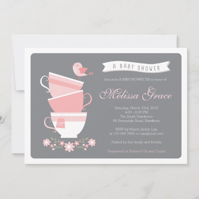 baby shower för baby showerteainbjudan/kicktea inbjudningar (Framsida)