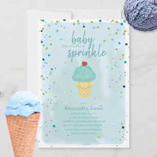 Baby Shower för baby Sprinkle Blue Ice Cream Baby Inbjudningar