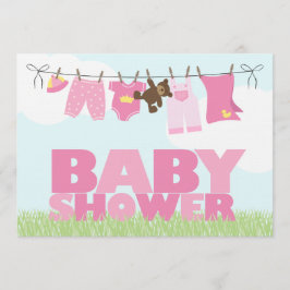 Baby shower för babyklädstreckflickor inbjudningar