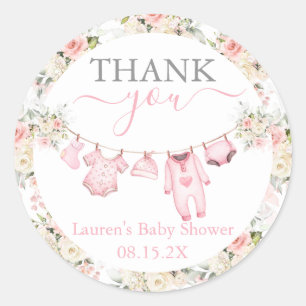Baby Shower för Barnkläder för flickor Runt Klistermärke