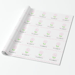 Baby shower för blomma för rosababyfotspår presentpapper