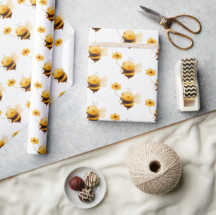 Baby Shower för Blommigt av kute och bin Presentpapper