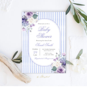 Baby Shower för Blommigt av periwinkle Inbjudningar