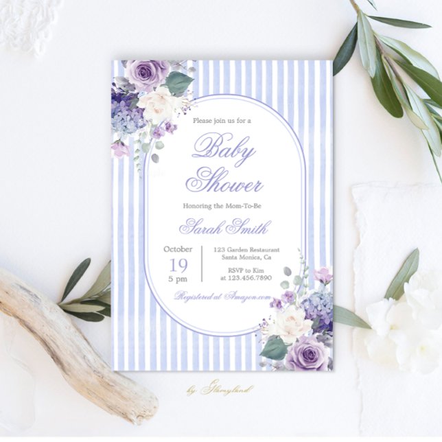 Baby Shower för Blommigt av periwinkle Inbjudningar (Skapare uppladdad)