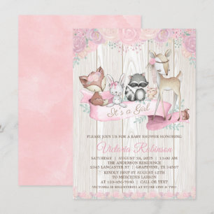 Baby Shower för Blommigt för Baby Watercolor Woodl Inbjudningar