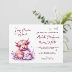 Baby Shower för Blommigt för Cute Highland Cow Inbjudningar