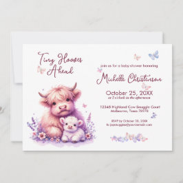 Baby Shower för Blommigt för Cute Highland Cow Inbjudningar