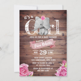 Baby Shower för Blommigt för flickcute Elephant Ru Inbjudningar