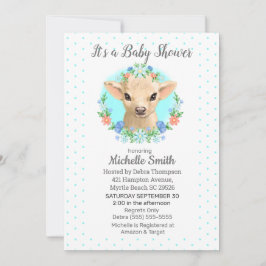 Baby Shower för Blommigt för ljusblå baskrar i Cut Inbjudningar