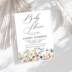 Baby Shower för Blommigt för moderna färgämnen för Inbjudningar