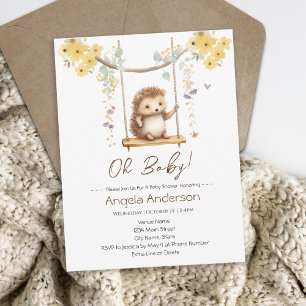 Baby Shower för Blommigt för vårtidshedgeHog Inbjudningar