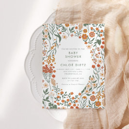 Baby Shower för Blommigt i Modern Retro Groovy Inbjudningar