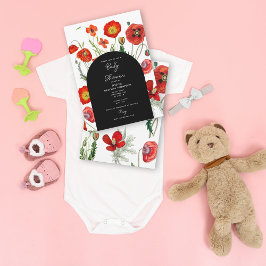 Baby Shower för Blommigtar för röda vattenfärgspop Inbjudningar