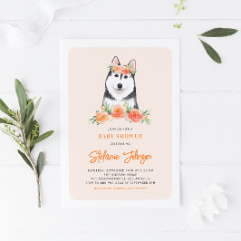 Baby Shower för Blommigten Cute Siberian husky Pea Inbjudningar