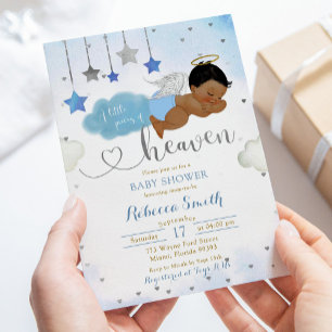 Baby Shower för Blue och Guld African Baby Angel Inbjudningar