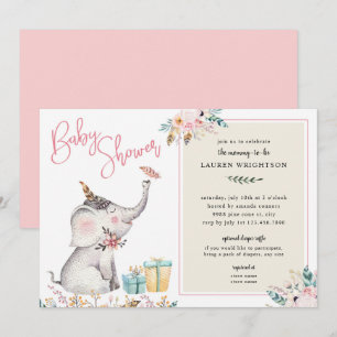 Baby shower för Boho elefantflicka Inbjudningar