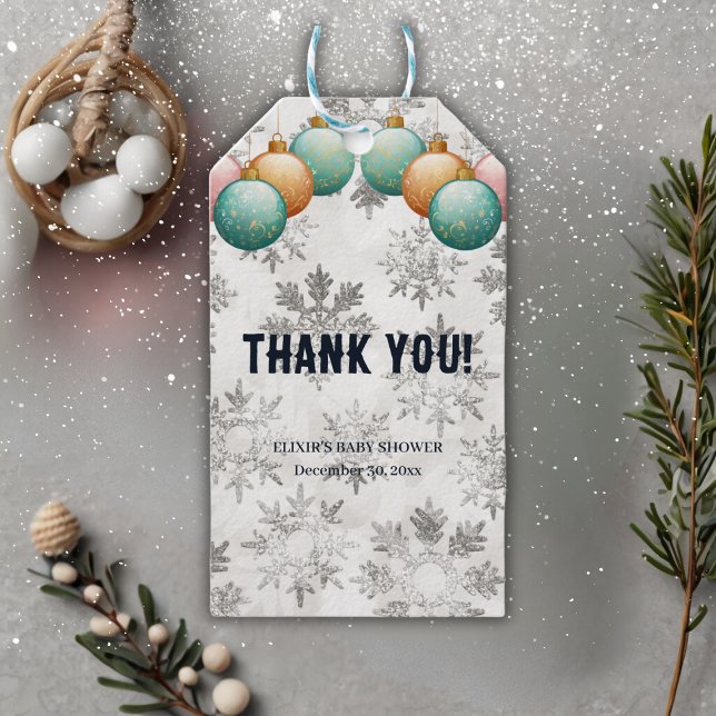 Baby Shower för Bollar-prydnadsföremål för Winter  Presentetikett (Skapare uppladdad)