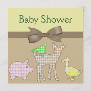 Baby shower för boskapGinghamneutralt Inbjudningar
