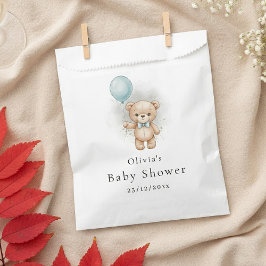 Baby Shower for Boy – Blue Balloon Teddy Bear Bow