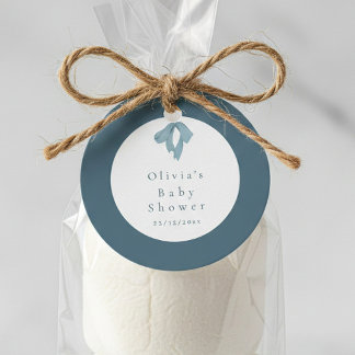 Baby Shower for Boy – Blue Bow , Customizable  Gåvor Etiketter