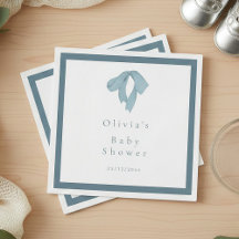 Baby Shower for Boy – Blue Bow, Customizable 