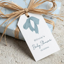 Baby Shower for Boy – Blue Bow , Customizable Presentetikett