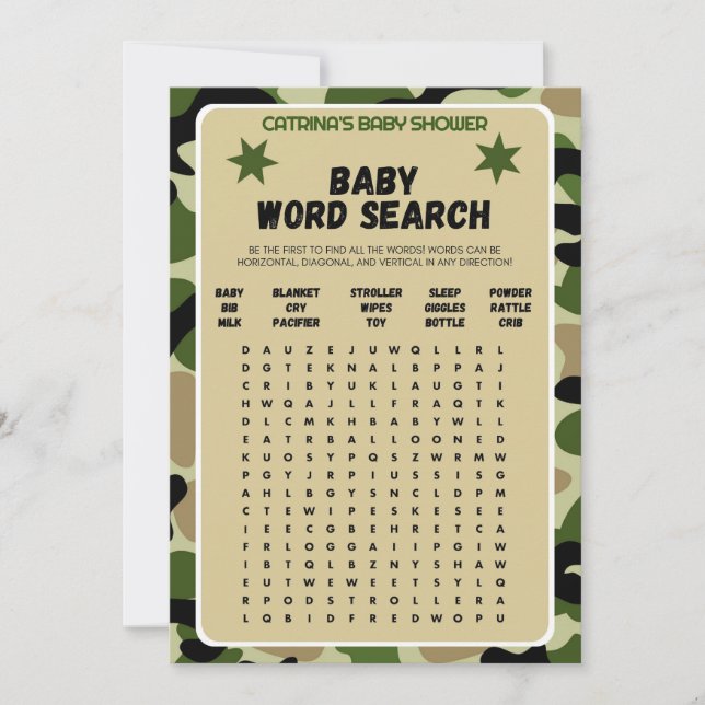 Baby Shower för Boy Camo - Editable Namn, 5x7 Inbjudningar (Framsida)