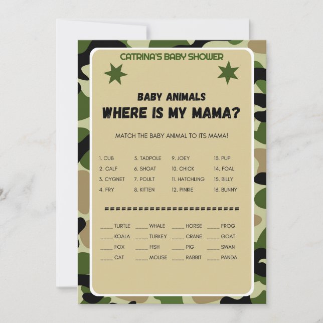 Baby Shower för Boy Camo - Editable Namn, 5x7 Inbjudningar (Framsida)