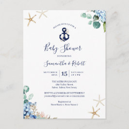 Baby Shower för budgetannchor Blue Nautical Blommi Inbjudan Vykort
