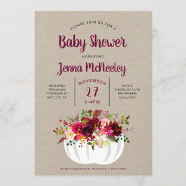 Baby shower för Burgundy blom- vitpumpa Inbjudningar
