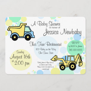 Baby Shower för byggtruckar Inbjudningar