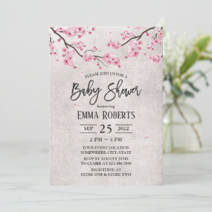 Baby Shower för Cherry Blommar Vintage Blommigt Ba Inbjudningar