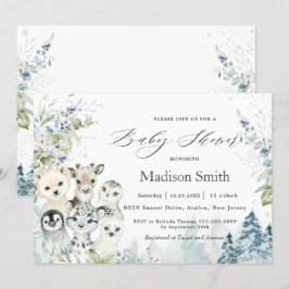 Baby Shower för chic Vinter Arktis Alpine Animals Inbjudningar