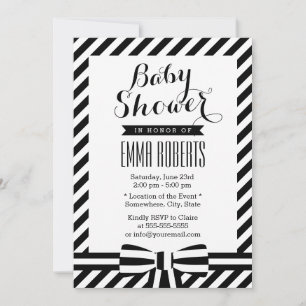 Baby Shower för Classy Black & White Rand Inbjudningar