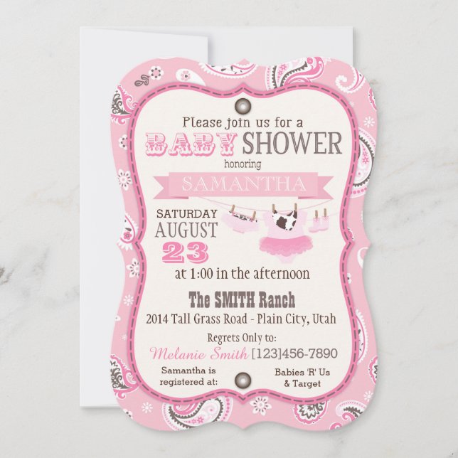 Baby shower för CowgirlBandannaTutu Inbjudningar (Framsida)