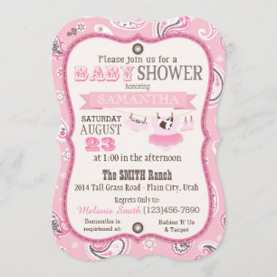 Baby shower för CowgirlBandannaTutu Inbjudningar