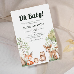 Baby Shower for Cute Animal Woodland Inbjudningar