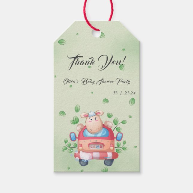 Baby Shower för Cute Baby Lamb Presentetikett (Framsidan)