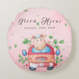 Baby Shower för Cute Baby Lamb Rund Kudde