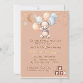Baby Shower för Cute Boho Nalle Ballower Inbjudningar