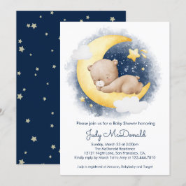 Baby Shower för Cute Crescent Måne Nalle  Inbjudningar