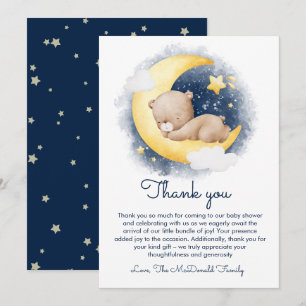 Baby Shower för Cute Crescent Måne Nalle Tack Kort