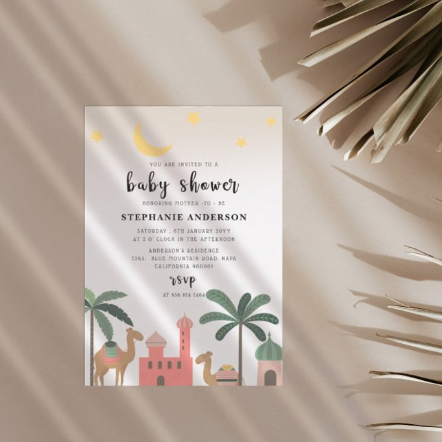 Baby Shower för Cute Desert Thmet Camel Handflatan Inbjudningar (Skapare uppladdad)