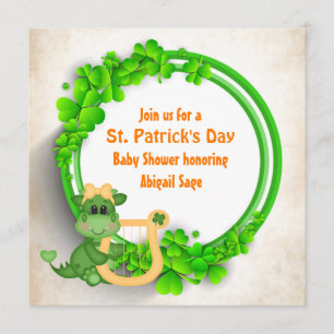 Baby Shower för Cute Dragon St patrick's day Girls Inbjudningar