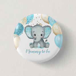 Baby Shower för Cute Elephant Turquiose Guld-ballo Knapp