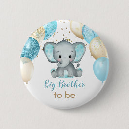 Baby Shower för Cute Elephant Turquiose Guld-ballo Knapp