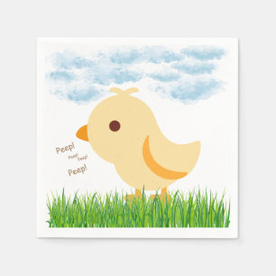 Baby Shower för Cute Gult Baby Chick  Pappersservett