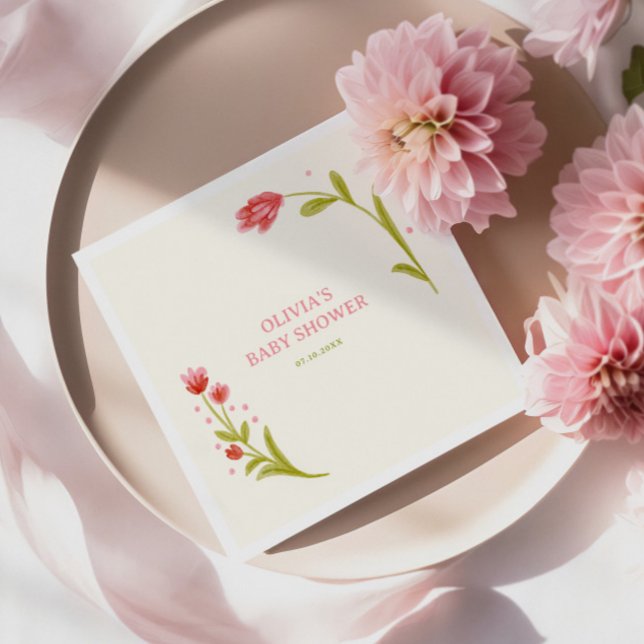 Baby Shower för Cute Hand plockade Blommigt  Pappersservett (Skapare uppladdad)