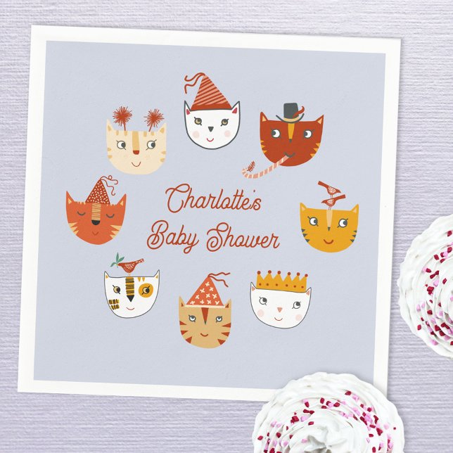 Baby Shower för Cute Kattunge Personlig  Pappersservett (Personalized cute kitty cat baby shower paper napkin)